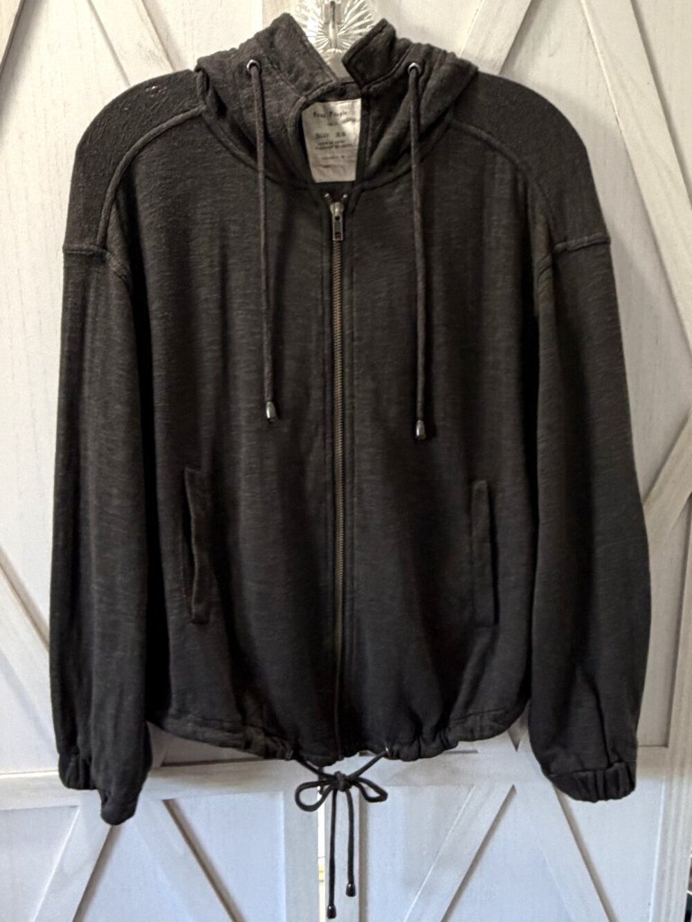 Free People Charcoal Gray Slouchy Zip-Up Hoodie XS